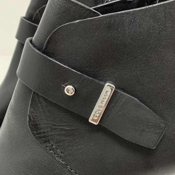 Cole Haan 9.5 Rand Booties Black Leather Wedge Ank - Picture 4 of 9